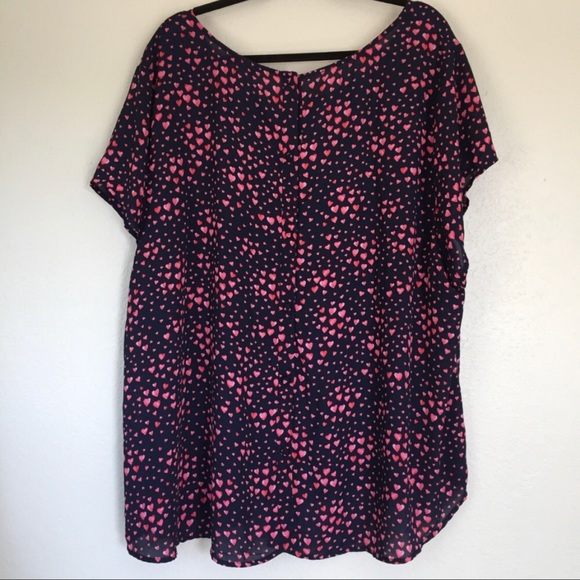 Torrid Pink Heart Print Blouse - Picture 2 of 9